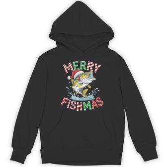 Merry Fishmas Santa Fishing Fisherman Christmas Hoodie - Thegiftio UK