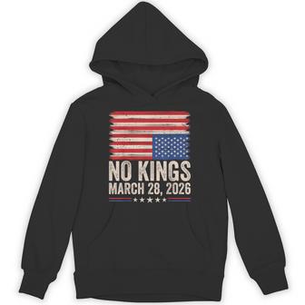No Kings March 28 2026 Distressed American Flag Patriotic Hoodie - Monsterry