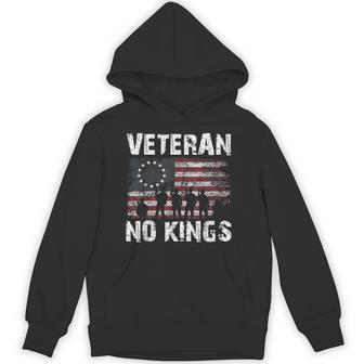 No Kings Vintage America Flag Veterans Hoodie - Thegiftio UK