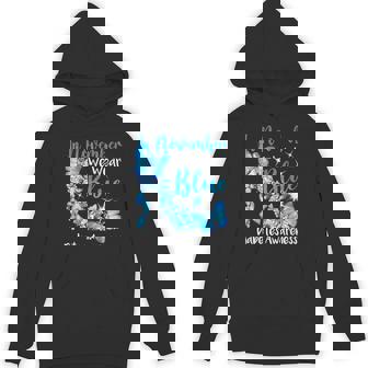 In November We Wear Blue Butterflies Diabetes Awareness Hoodie | Mazezy