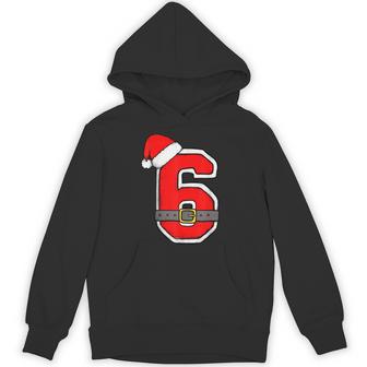 Number 6 6Th Birthday Six Christmas Santa Hat Happy Birthday Hoodie - Thegiftio UK