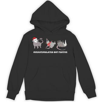 Overstimulated But Festive Possum Christmas Hoodie - Thegiftio UK