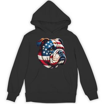 Patriotic English Bulldog Lover Owner American Usa Flag Hoodie - Thegiftio UK