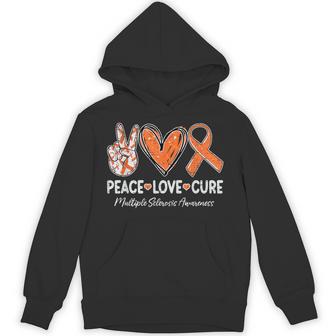 Peace Love Cure Multiple Sclerosis Ms Awareness Support Hoodie - Thegiftio UK