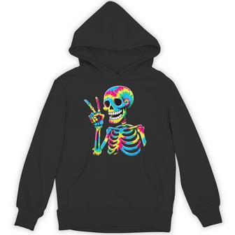Peace Sign Tie Dye Skeleton Hoodie - Thegiftio UK