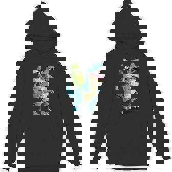 Pickle Riding A Dinosaur T-Rex Hoodie - Monsterry