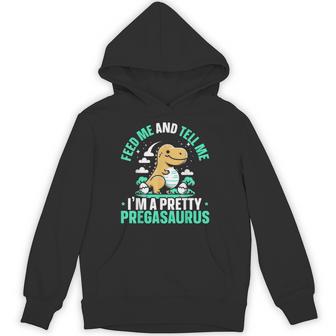 Pregasaurus Dinosaur Lover Pregnant Baby Announcement Hoodie | Mazezy