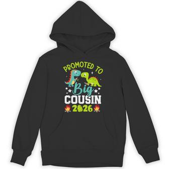 Promoted To Big Cousin 2026 With Dinosaur New Baby Shower Hoodie | Seseable UK