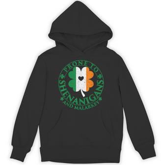 Prone To Shenanigans & Malarkey Fun Clovers St Patrick's Day Hoodie - Monsterry