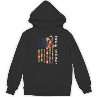 Proud Autism Grandpa American Flag Autism Awareness Grandpa Hoodie | Seseable UK