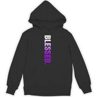 Purple Blessed Vertical Purple Color Graphic Hoodie - Thegiftio UK
