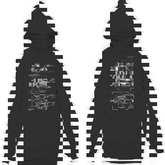 Racing 2026 Car Silhouette Blueprint Racing Car 2026 Size Hoodie - Monsterry