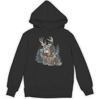 Retro Forest Deer Wildlife Animal Nature Deer Camping Camper Hoodie - Monsterry