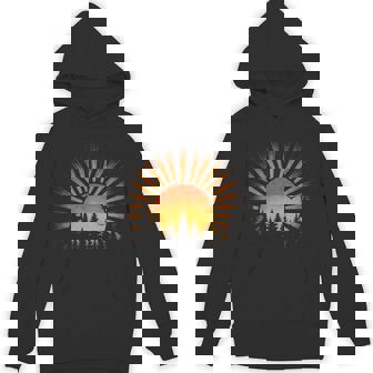 Retro Forest Trees Shirt Nature Wildlife Outdoors Sunset Unisex Hoodie | Mazezy