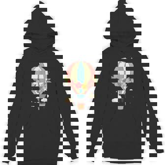 Retro Hippie 80s Floral Flying Balloons Hot Air Balloon Unisex Hoodie | Mazezy