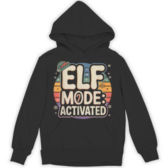 Retro Holiday Elf Mode Fun Festive Winter Family Group Hoodie - Thegiftio UK