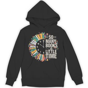 Retro So Many Books Little Time Book Clock Reading Hoodie - Thegiftio UK