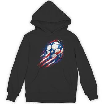 Retro Soccer 4Th Of July Patriotic Red White Blue Boys Hoodie - Thegiftio UK