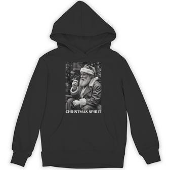 Retro Style Santa Claus Smoking Cigarette Christmas Spirit Unisex Hoodie | Mazezy