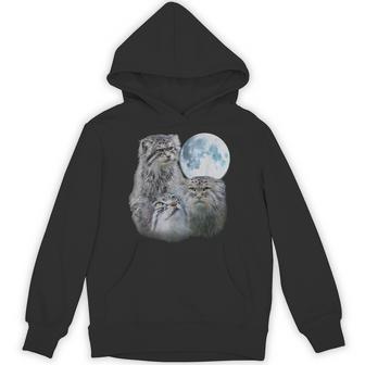 Retro Three Pallas Cats Howling At The Moon Cat Meme Hoodie - Thegiftio UK