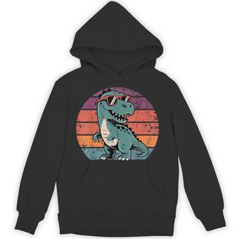 Retro Trex Dinosaur Dino Wearing Sunglasses Graphic Hoodie - Monsterry