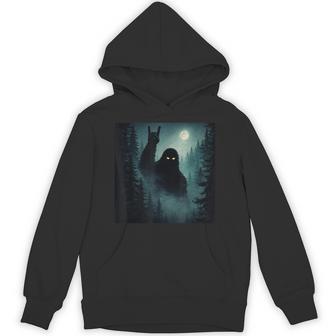 Rock On Bigfoot Sasquatch Cryptid Night Forest Hoodie - Thegiftio UK