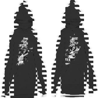 Rocking Cat Playing Bass Guitar Music Lover Unisex Hoodie | Mazezy