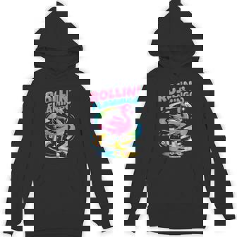 Rollin' Flamingo Roller Skating Bird Fun Unisex Hoodie | Mazezy