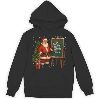 Santa 6-7 Meme Nice Naughty 67 Christmas Brain Rot Hoodie - Thegiftio UK