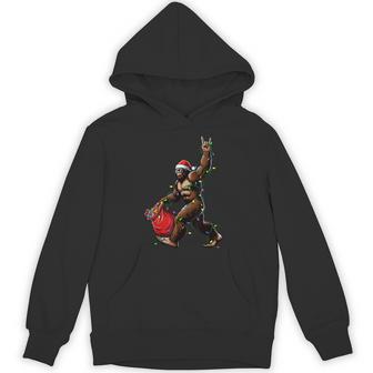 Santa Bigfoot Christmas Tree Lights Rock Sasquatch Hoodie | Seseable UK
