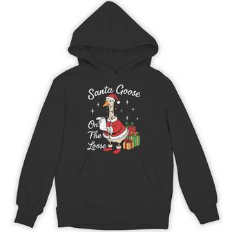 Santa Goose On The Loose Christmas Festive Silly Goose Farm Hoodie - Thegiftio UK