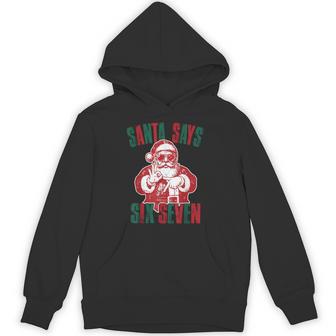 Santa Says Six Seven 67 Meme Christmas Vintage Holiday Hoodie - Thegiftio UK