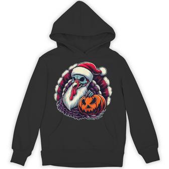 Santa Turkey Halloween Pumpkin Thanksgiving Hoodie - Thegiftio UK