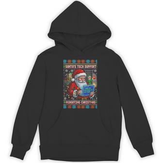 Santa's Tech Support Rebooting Christmas Ugly Sweater Hoodie - Thegiftio UK