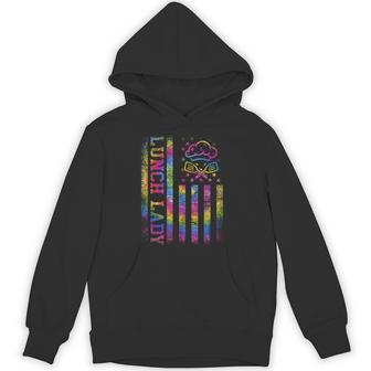 School Lunch Lady Squad Us Flag Tie Dye Proud Cafeteria Crew Hoodie - Thegiftio UK