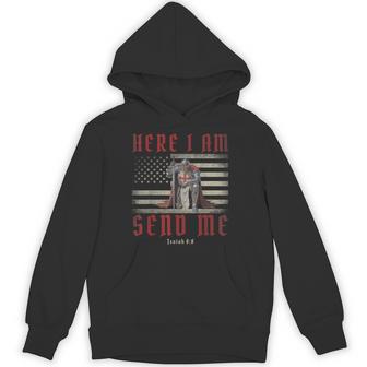 Here I Am Send Me Knights Templar Crusader American Flag Hoodie - Thegiftio UK