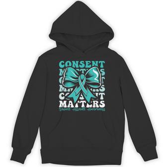 Sexual Assault Awareness Month Coquette Bow Consent Matters Hoodie | Seseable FR