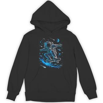 Skating Astronaut Skateboard Galaxy Planets Boys Space Hoodie | Mazezy