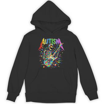 Skeleton Guitar Player Rock Music Autism Awareness Boys Hoodie | Seseable UK
