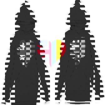 Small Romania UK Flag Union Jack For Proud British Romanian Unisex Hoodie | Mazezy