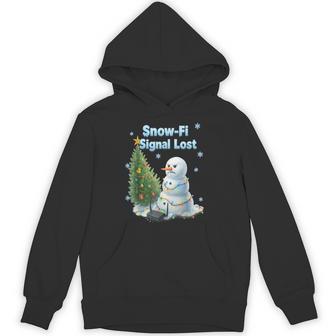 Snow-Fi Signal Lost Christmas Snowman Wifi Hoodie - Thegiftio UK