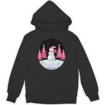 Snowman Winter Blush Frosty Whimsical Pink Christmas Hoodie - Monsterry UK