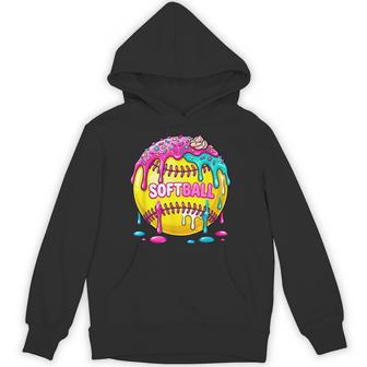 Softball Drip Splash Sports Graphic Fastpitch Game Day Vibes Hoodie - Thegiftio UK
