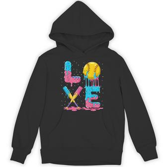 Softball Player Love Drip Ice Cream Colorful Softball Hoodie - Thegiftio UK