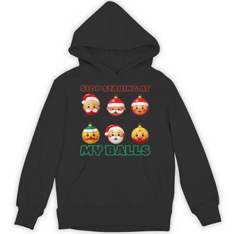 Stop Staring At My Balls Santa Christmas Adult Humor Hoodie | Seseable UK
