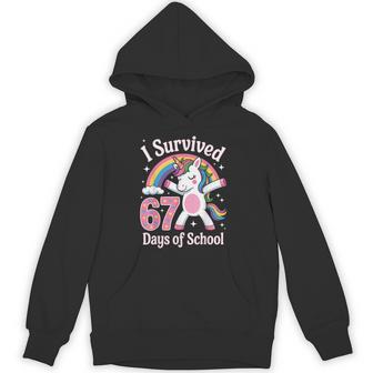I Survived 67 Days Of School 67 Teachers Kids Unicorn Unisex Hoodie | Mazezy