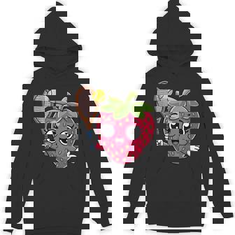 Tennis Strawberry Kawaii Cartoon With Racket And Ball Unisex Hoodie | Mazezy