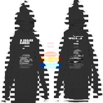 Thailand Beach Palm Trees Sunset Travel Souvenir Thai Flag Unisex Hoodie | Mazezy