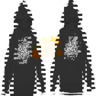 Thankful Pumpkin Leopard Print Thanksgiving Autumn Leaves Unisex Hoodie | Mazezy
