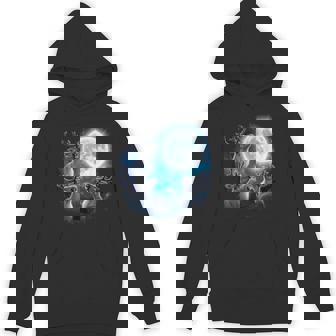 Three Reindeer Howling At The Moon Merry Christmas Hoodie | Mazezy